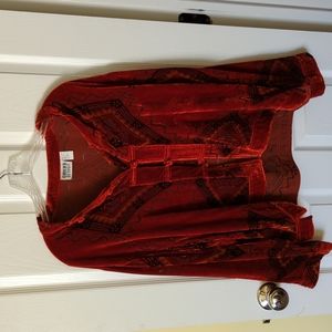 Chico's red silk blend blouse